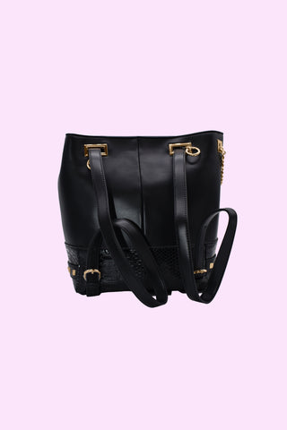 borsa PYTHON_SECCHIELLO zaino con catene più dett.logo più borchie ecopelle