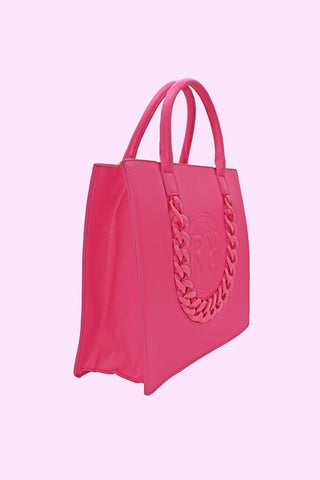 borsa SQUARE 2 manici più zip con intreccio più impunture logo ecopelle
