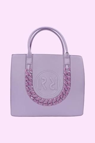 borsa SQUARE 2 manici più zip con intreccio più impunture logo ecopelle