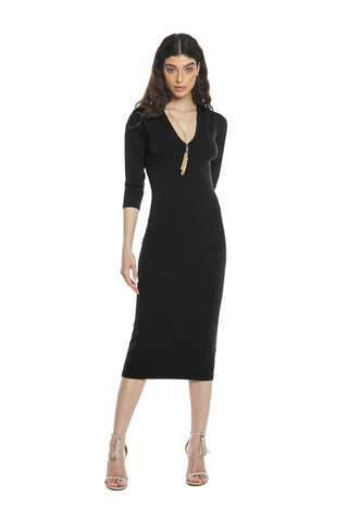 Abito CELESTINA midi m.3/4 scollo v con collana più pendagli