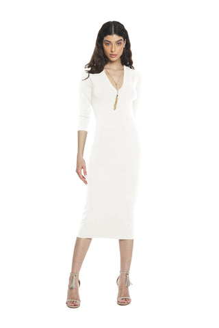 Abito CELESTINA midi m.3/4 scollo v con collana più pendagli