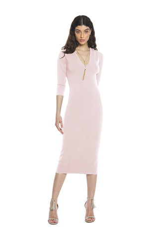 Abito CELESTINA midi m.3/4 scollo v con collana più pendagli