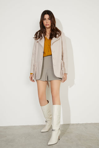 Cappotto BRUMY manica lunga con tasche toppa più frange