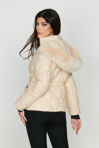 Piumino SKINNER manica lunga con polsi costina più cappuccio più ecopelliccia staccabile ts più zip