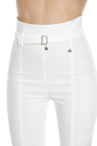 Panta PIETERSITE vita alta x/spacchi dav più cintura più fibbia strass