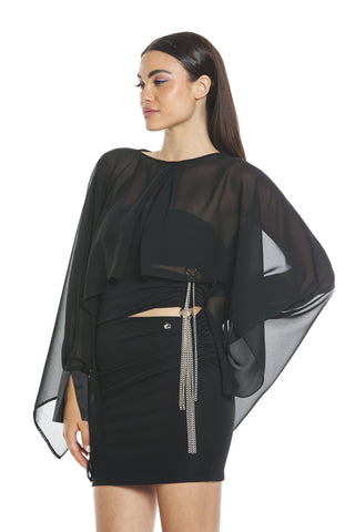 Coprispalle CIAORITE manica lunga volant apert. dietro polsini raso