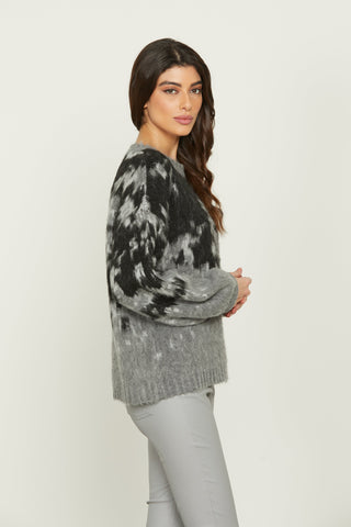 Maglia LUST manica lunga palloncino jacquard con effetto maltinto