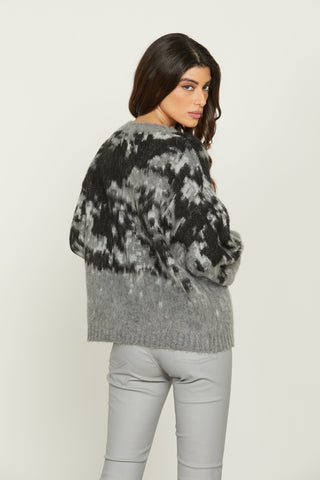 Maglia LUST manica lunga palloncino jacquard con effetto maltinto