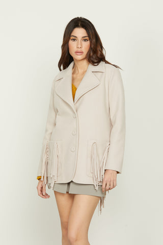 Cappotto BRUMY manica lunga con tasche toppa più frange