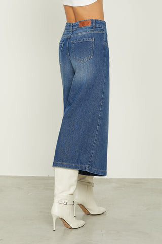 Jeans HEACHY vita alta 5 ts effetto gonna pantalone denim