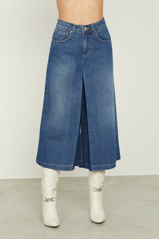 Jeans HEACHY vita alta 5 ts effetto gonna pantalone denim