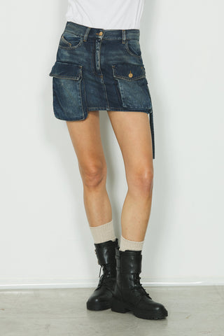 Gonna LIU_20 corta con tasconi denim blue