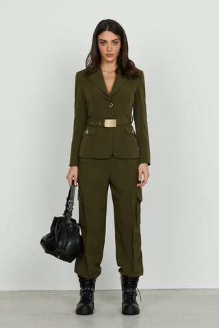 Giacca AMBEL manica lunga con patte più cintura con fibbia logo