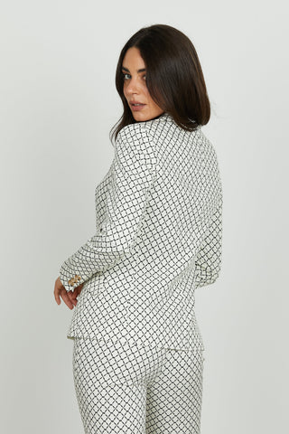 Giacca BELSON manica lunga doppio petto con tasche più patte con stampa logo all over