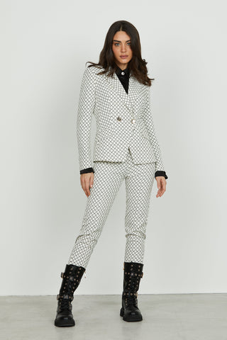 Giacca BELSON manica lunga doppio petto con tasche più patte con stampa logo all over