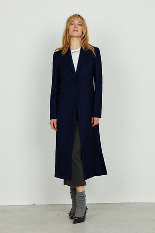 Giacca PEPPER lungo manica lunga 1 bottone con patte gessato