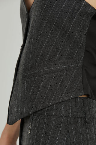 Gilet DANIELI_S 3 bottoni più tasche filetto gessato più borchie