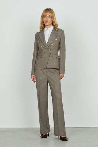 Giacca BELSA_PIE manica lunga doppio petto con patte micro pie de poule più paillettes