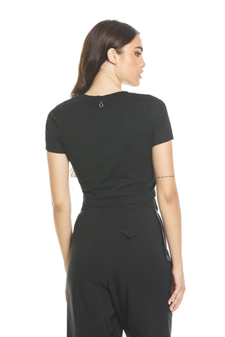 T-shirt AURIGAMI corta mezza manica con stampa più applicazione cristalli