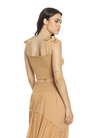 Top NOZALEA in viscosa corto con fiocchi più punto smok