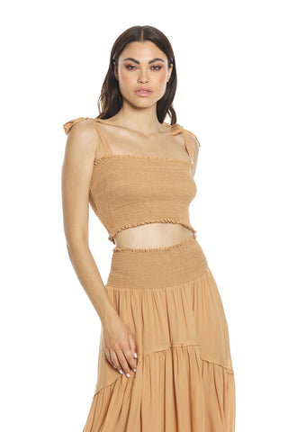 Top NOZALEA in viscosa corto con fiocchi più punto smok