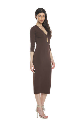 Abito CELESTINA midi m.3/4 scollo v con collana più pendagli