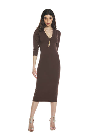 Abito CELESTINA midi m.3/4 scollo v con collana più pendagli