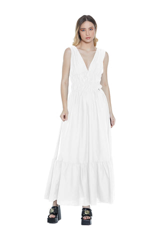 Abito BATEN lungo senza manica scollo v con balze