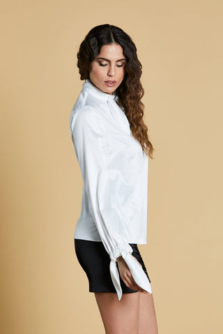 Blusa NESY manica lunga con arriccio più fusciacca goccia schiena più colletto con bottoni