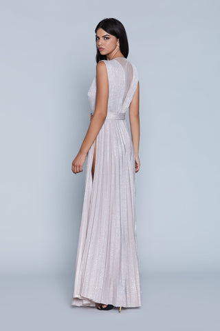 Abito GRAZIK lungo S/M sc.v prof.con tulle schiena più cint.logo lurex plisse