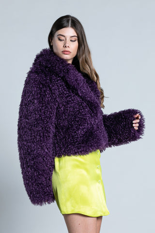 Pelliccia TETT eco corta manica lunga collo Giacca