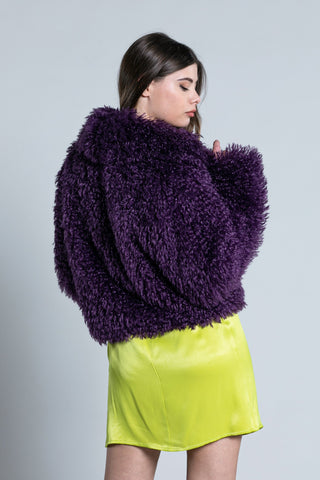 Pelliccia TETT eco corta manica lunga collo Giacca