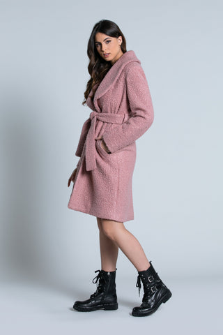 Cappotto ROBO manica lunga collo sciallato con tasche più Cintura orsetto