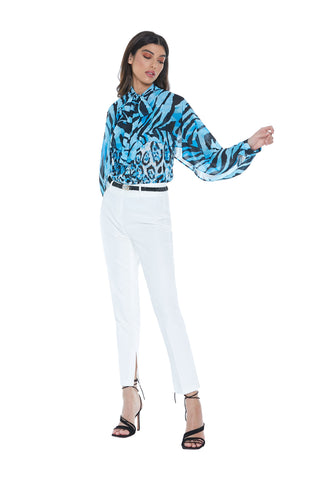 Panta CISARINA vita alta sigaretta con spacchi f.do più tasche filetto