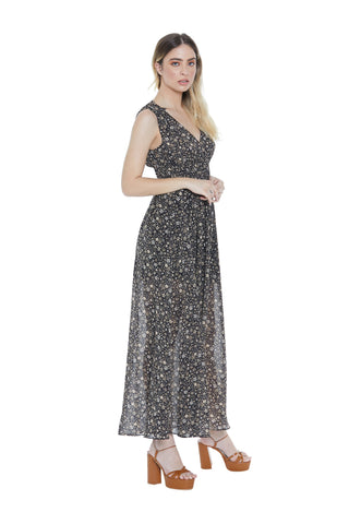 Abito SOPHIE lungo senza manica con punto smok fant. Fiori