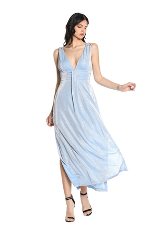 Abito AURORA lungo S/M con applicazione piercing più pieghe più spacchi lurex