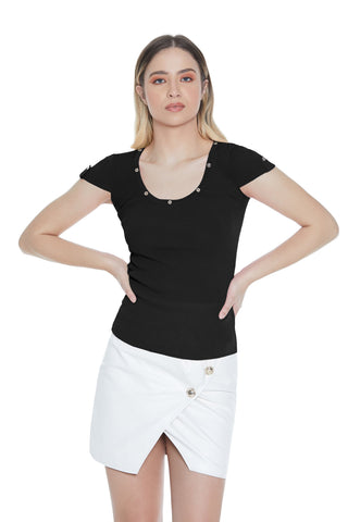 Maglia SIRIUS mezza manica con martingala più bottoni costina