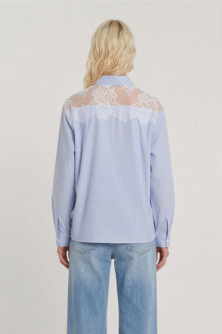 Camicia THERON maniche lunghe con inserti pizzo sulle spalle più fondo righe