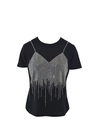 T-shirt ARAS mezza manica con strass effetto top