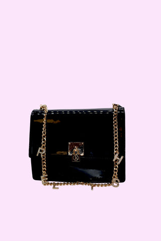borsa MIRROR_BIG con tracolla catena più ciondoli logo più catenaccio vernice