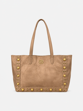 Borsa HARUKA due manici con snap più borchie più occhielli più logo eco-camoscio