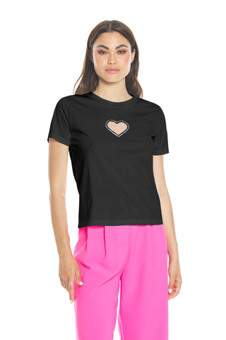 T-shirt CHERIMOYA mezza manica con inserto tulle più strass