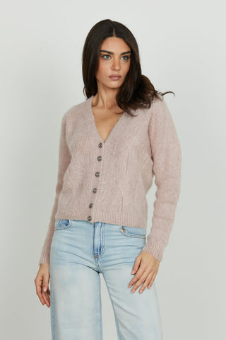 Cardigan SHERPPY manica lunga trecce bottoni gioiello