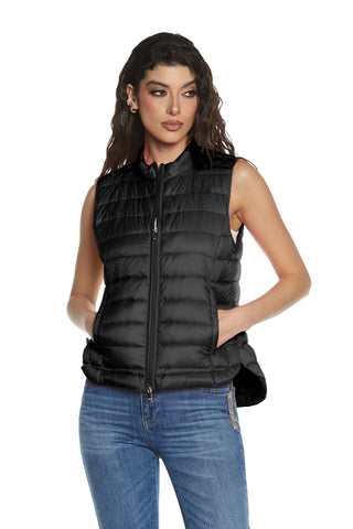 Giubbino GYALANA smanicato con zip più tasche più coulisse asimmetrico piumino superlight