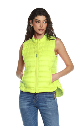 Giubbino GYALANA smanicato con zip più tasche più coulisse asimmetrico piumino superlight