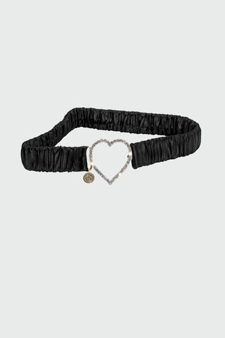 Cintura HEARTU_UNI con elastico più fibbia cuore più strass ecopelle matta