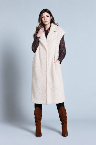 Cappotto NEZU lungo smanicato con tasche orsetto