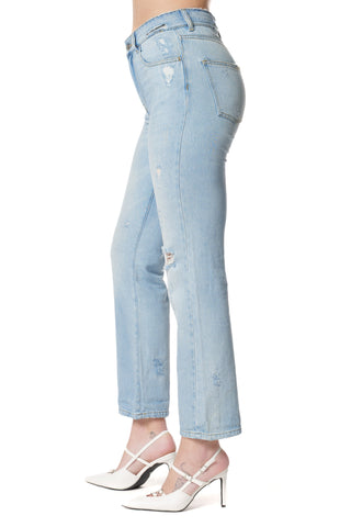 Jeans CINDY_26 Vita Media con Rotture 5 Ts Cigarette Fit Denim