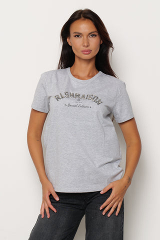 T-shirt REELS mezza manica con stampa più pietre più strass