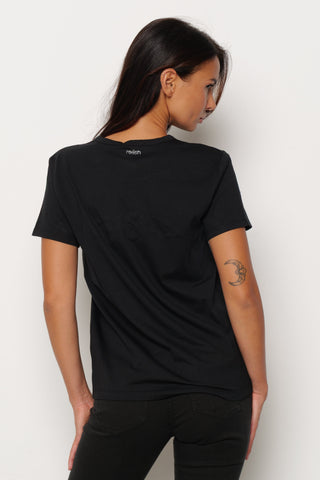 T-shirt REELS mezza manica con stampa più pietre più strass